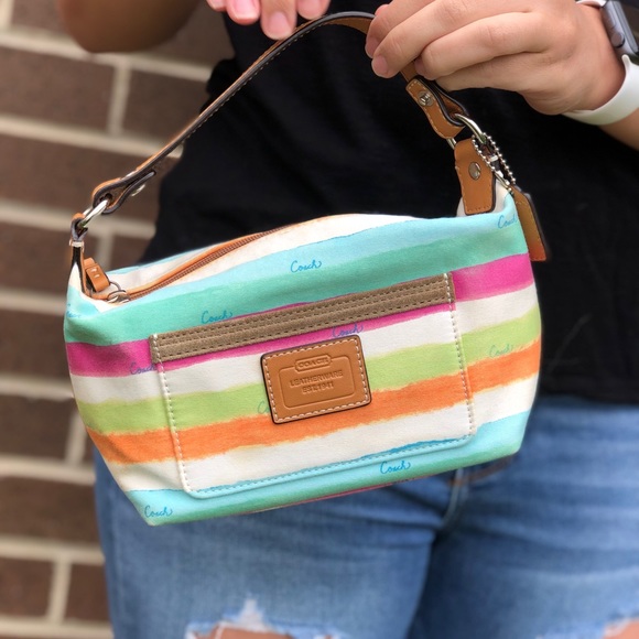 Striped colored Coach bag - Picture 1 of 6